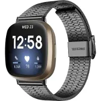 Strap-it Luxe RVS horlogeband - stalen bandje geschikt voor Fitbit Versa 3 / Fitbit Sense - zwart