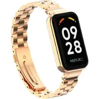 Strap-it Stalen schakel Activity tracker bandje - Geschikt voor Xiaomi Redmi Smart Band 2 / Xiaomi Smart Band 8 Active - rosé goud