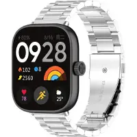 Strap-it Stalen schakel band - metalen bandje geschikt voor Redmi Watch 4 / Redmi Watch 5 / Redmi Watch 6 / Xiaomi Smart Band 8 Pro / Xiaomi Smart Band 9 Pro / Xiaomi Smart Band 10 Pro (zilver)