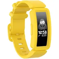 Strap-it Siliconen Smartwatch bandje - Geschikt voor Fitbit Ace 2 siliconen bandje - voor kids - geel - Horlogeband / Polsband / Armband