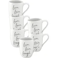 Villeroy & Boch Becher mit Henkel 'Live Love Laugh' Statement 290 ml Set van 6