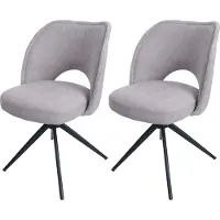 Mendler Set van 2 eetkamerstoelen -N72, gestoffeerde keukenstoel, draaibaar met automatische terugvering, stof/textiel (420g/m²) Oeko-Tex ~ lichtgrijs