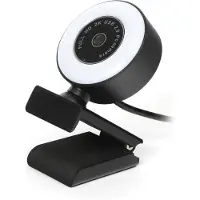 Platinet PCWC2KAF Webcam met microfoon - Voor PC, laptop - ingebouwd LED licht - Zwart/Wit