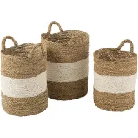 J-Line Set van 3 manden zeegras wit/naturel