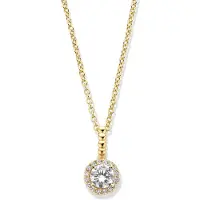 New Bling - 9NB-1454 - zilveren ketting met zirkonia steen - 925 sterling silver - gold plated