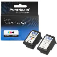 PrintAbout Huismerk Canon PG-575 + CL-576 Inktcartridge Zwart + 3 kleuren Multipack