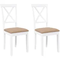 vidaXL Eetkamerstoelen met kussens 2 st massief hout rubber wit