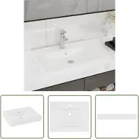 The Living Store De Living Store: Luxe wastafel met kraangat, matwit, 60x46 cm, keramiek