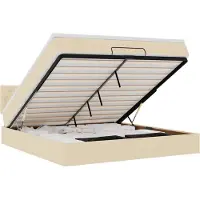 vidaXL Ottoman bed met matras 180x200cm stof crèmekleurig