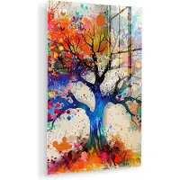 MuchoWow Glasschilderij 120x180 cm - Schilderij acrylglas - Levensboom - Natuur - Kleurrijk - Boom - Foto op glas - Muurdecoratie woonkamer - Wanddecoratie slaapkamer - Schilderijen