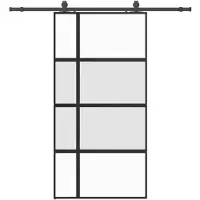 vidaXL Schuifdeur met beslagset 102,5x205 cm gehard glas zwart