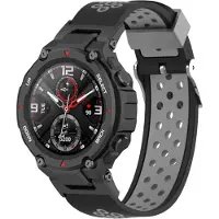 Strap-it Siliconen Smartwatch bandje - Geschikt voor Amazfit T-Rex - Pro sport bandje - zwart/grijs - Horlogeband / Polsband / Armband