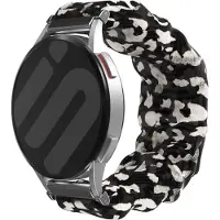 Strap-it Scrunchie bandje - geschikt voor Samsung Galaxy Watch Active / Active2 40 & 44mm / Galaxy Watch 1 42mm / Galaxy Watch 3 41mm / Gear Sport - zwart/wit