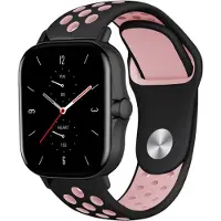 Strap-it Sport siliconen bandje - geschikt voor Xiaomi Amazfit Bip / Bip S / Bip Lite / Bip U Pro / Bip 3 / GTS 1-2-3-4 - MIni / Amazfit GTR 42mm - zwart/roze
