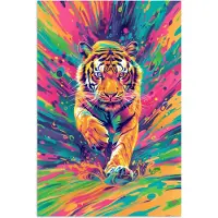 PosterMonkey Poster 20x30 cm - Tijger - Wilde dieren - Kleurrijk - Verflook - Posters - Wanddecoratie tienerkamer - Kamer decoratie voor tieners - Tiener jeugdkamer accessoires