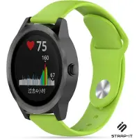 Strap-it Siliconen sport bandje - geschikt voor Garmin Vivoactive 3 / Vivoactive 5 / Vivomove HR / Venu / Venu SQ / Forerunner 245 / 570 - 42mm / 645 - lichtgroen