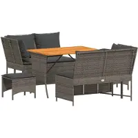 vidaXL 5-delige Loungeset met kussens poly rattan grijs