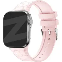Strap-it Bandz Siliconen bandje met lederpatroon - geschikt voor Apple Watch Series 1/2/3/4/5/6/7/8/9/10/11/SE/SE2/SE3 - maat: 44mm / 45mm / 46mm / 49mm - roze