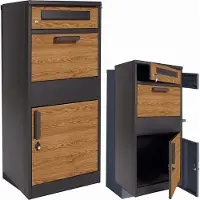 Viking Choice Pakketbrievenbus - 50x38x112 cm - staal - antraciet houtlook -