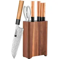 Xinzuo Professionele messenset 7-delig | Damascus staal (67 laags) | Octogonaal handvat van Olijfhout | PM8O Series