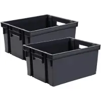 Eda Opbergkrat stapelbaar - 5x - kunststof - 30 Liter - L44 x B35 x H24 cm - zwart