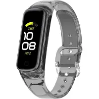 Strap-it TPU Smartwatch bandje - Geschikt voor Samsung Galaxy Fit 2 zon-verkleurend crystal bandje - transparant-zwart - Horlogeband / Polsband / Armband