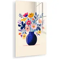 MuchoWow Glasschilderij 60x90 cm - Schilderij acrylglas - Vaas - Bloemen - Boeket - Foto op glas - Muurdecoratie woonkamer - Wanddecoratie slaapkamer - Schilderijen