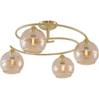 QAZQA Moderne plafondlamp messing met amber glas 4-lichts - Alanis