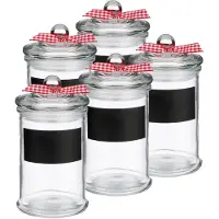 Secret De Gourmet Kruidenpotje/voorraadpotje met krijtvlak - 5x - 350 ml - glas