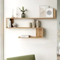 En.casa Wandplank Kitee 120x14,5x71,5cm houtkleurig