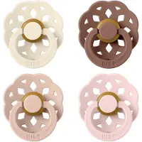 BIBS Boheme Fopspeen - Rond - 4 Stuks - 0-6 Mnd - Ivory/Blush/Woodchuck/Blossom