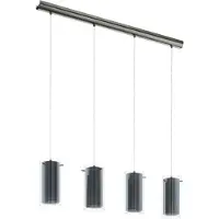 Eglo Eetkamer hanglamp Pinto Textil 4-lichts met smoke glas