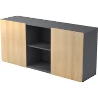 Hjh OFFICE PRO KAPA 1780 | Dressoir | met schuifdeuren - Sideboard Grafiet/Eiken