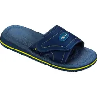 Beco badslippers met klittenband unisex blauw/geel