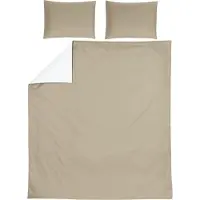 Meyco dekbedovertrek + kussensloop Uni - 200x200/220 cm - Taupe/Offwhite