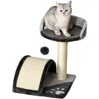 PawHut Paws Krabpaal met speelballen sisaltouw grijs