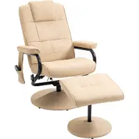 HOMCOM HOMdotCOM Massagestoel incl. krukje tv-stoel relaxstoel kunstleer crèmewit