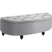HOMCOM HOMdotCOM Bank met opbergruimte kist opbergbox velvet touch rubber hout grijs