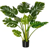 HOMCOM HOMdotCOM Echte decoratie grote decoratie palmbomen opknoping balkon bloemen kleine bamboe buiten badkamer privacy scherm ranken klimop buitenshuis plastic plant kunstmatige palmboom kunstmatige