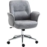 Vinsetto Bureaustoel kantoorstoel draaibaar verstelbaar microfiber schuim grijs