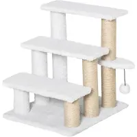 PawHut Paws Speeltrap voor katten - met krabpaal en speelbal - Wit - 45 x 40 x 48 cm