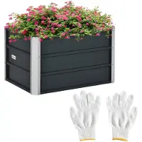 Outsunny Sunny Verhoogd bed - Staal - Grijs/Staal - 66 x 47 x 40 cm