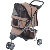Aosom Hondenbuggy met zonnedak en opbergnet bruin 75 x 45 x 97cm