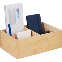 Relaxdays bureau organizer - 3 vakken - 9,5 x 29 x 19 cm - bamboe