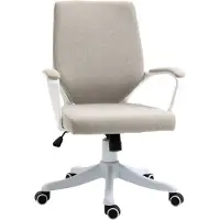 Vinsetto Kantoorstoel draaistoel in hoogte verstelbaar dikke bekleding polyester beige + wit