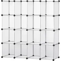 HOMCOM HOMdotCOM DIY kubuskastsysteem met deuren 16 kubussen staand rek 125 x 32 x 125 cm