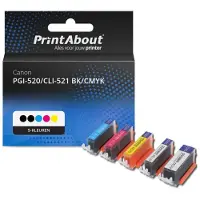 PrintAbout Huismerk Canon PGI-520/CLI-521 BK/CMYK Inktcartridge 5-kleuren Multipack