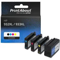 PrintAbout Inktcartridge 932XL / 933XL (C2P42AE) 4-kleuren Multipack Hoge capaciteit geschikt voor HP