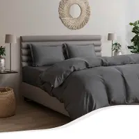 Tempur Home by - Dekbedovertrek - 200 x 220 cm - Antraciet & Bamboevezels - Zijdezacht & Strijkvrij - Natuurlijke temperatuurregulatie en moderne uitstraling
