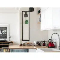 Vente-Unique.nl Glazen binnenraam in aluminium met poedercoating - 30 x 105 cm - Zwart - BAYVIEW